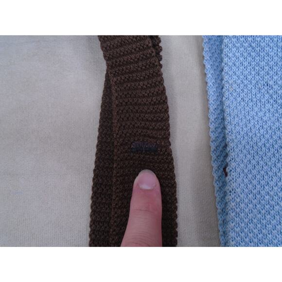 VTG Lot of 5 Wool & Cotton Sock Knitted Ties Preppy Square End Trunk Neck Tie - Picture 5 of 12